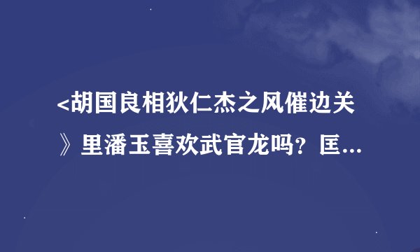 <胡国良相狄仁杰之风催边关》里潘玉喜欢武官龙吗？匡连海是坏人吗？匡连海喜欢潘玉吗？