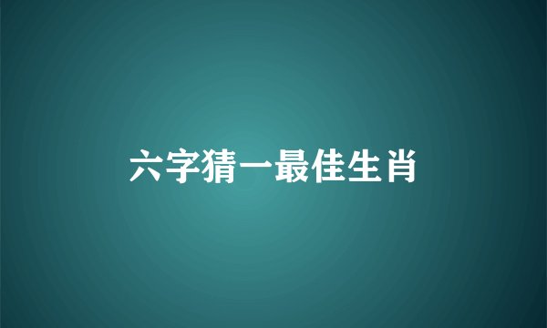 六字猜一最佳生肖