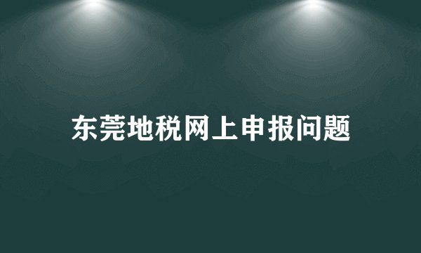 东莞地税网上申报问题