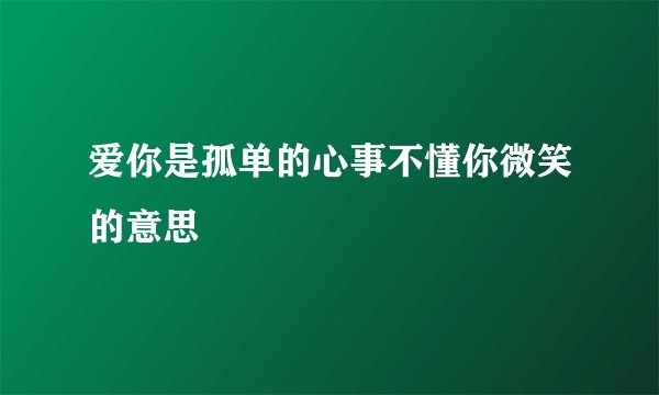 爱你是孤单的心事不懂你微笑的意思