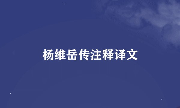 杨维岳传注释译文