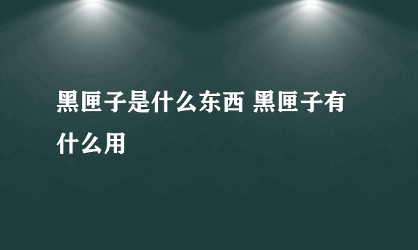 黑匣子是什么东西 黑匣子有什么用