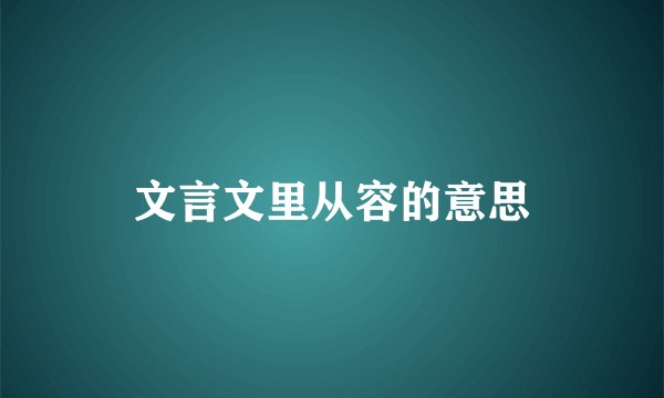 文言文里从容的意思