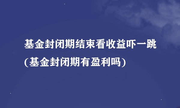 基金封闭期结束看收益吓一跳(基金封闭期有盈利吗)