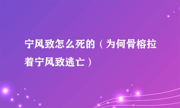宁风致怎么死的(为何骨榕拉着宁风致逃亡)