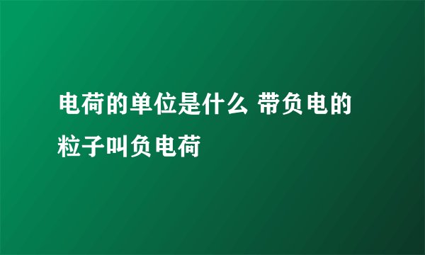 电荷的单位是什么 带负电的粒子叫负电荷