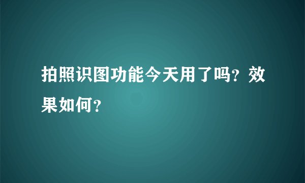拍照识图功能今天用了吗？效果如何？