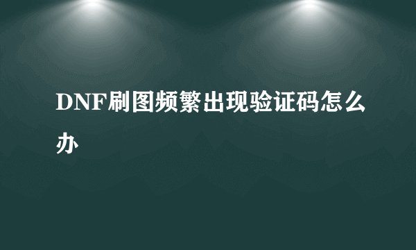 DNF刷图频繁出现验证码怎么办
