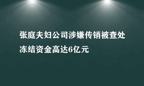 张庭夫妇公司涉嫌传销被查处冻结资金高达6亿元