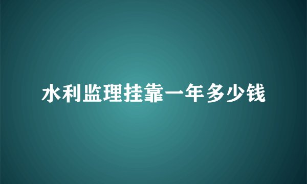水利监理挂靠一年多少钱