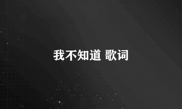 我不知道 歌词