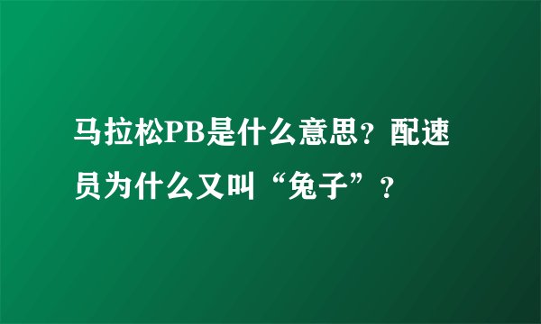 马拉松PB是什么意思?配速员为什么又叫“兔子”?