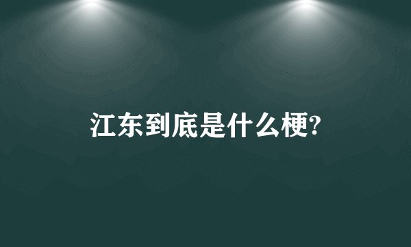 江东到底是什么梗?