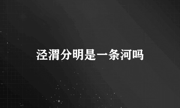 泾渭分明是一条河吗