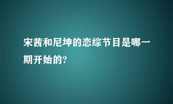 宋茜和尼坤的恋综节目是哪一期开始的?