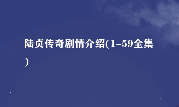 陆贞传奇剧情介绍(1-59全集)