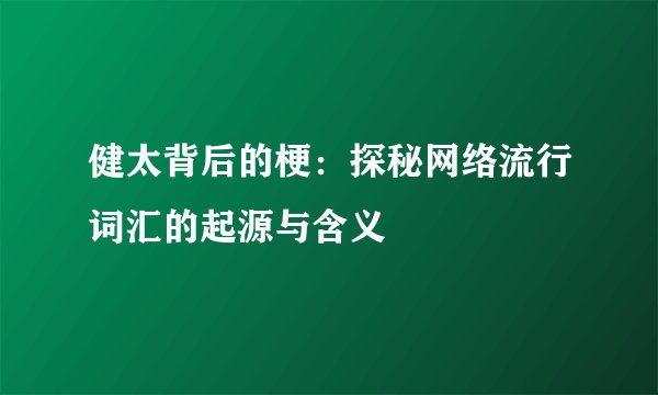 健太背后的梗：探秘网络流行词汇的起源与含义