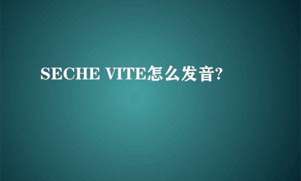 SECHE VITE怎么发音?