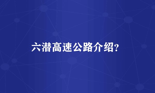六潜高速公路介绍？
