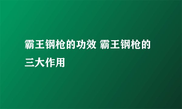霸王钢枪的功效 霸王钢枪的三大作用