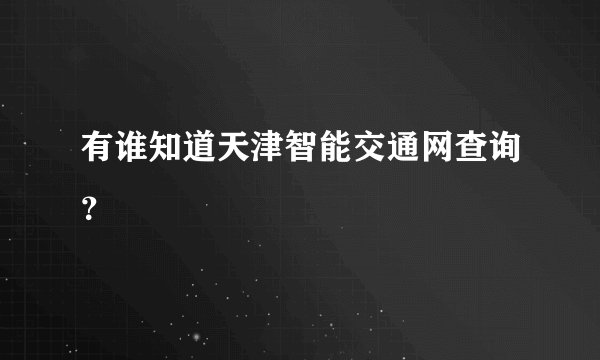 有谁知道天津智能交通网查询？