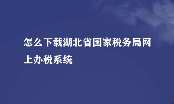 怎么下载湖北省国家税务局网上办税系统