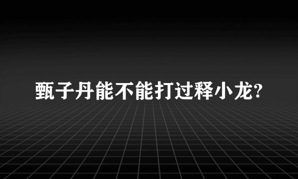 甄子丹能不能打过释小龙?