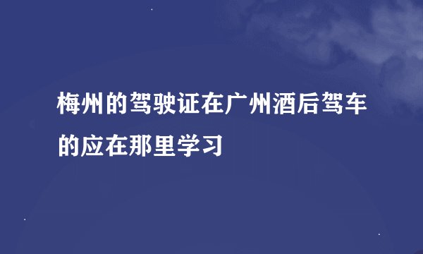 梅州的驾驶证在广州酒后驾车的应在那里学习