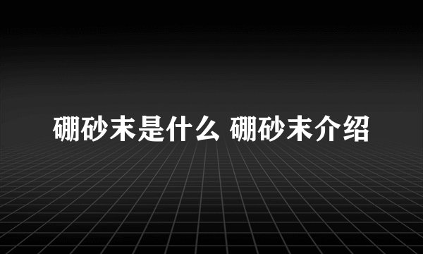 硼砂末是什么 硼砂末介绍