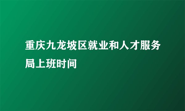 重庆九龙坡区就业和人才服务局上班时间