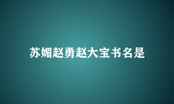 苏媚赵勇赵大宝书名是