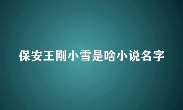 保安王刚小雪是啥小说名字