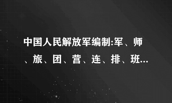 中国人民解放军编制:军、师、旅、团、营、连、排、班各有多少人