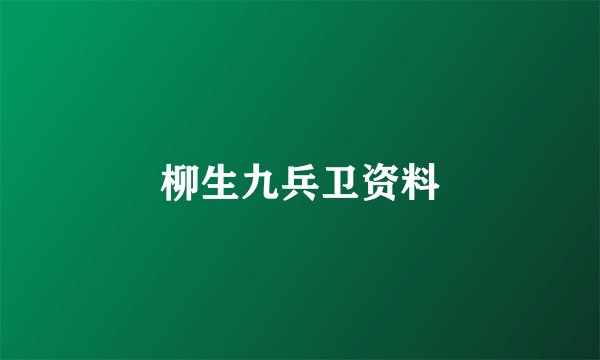 柳生九兵卫资料