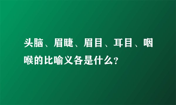 头脑、眉睫、眉目、耳目、咽喉的比喻义各是什么？