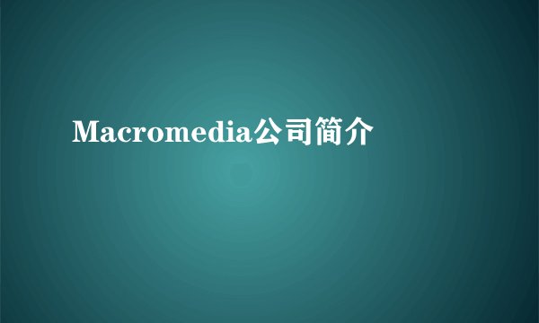 Macromedia公司简介