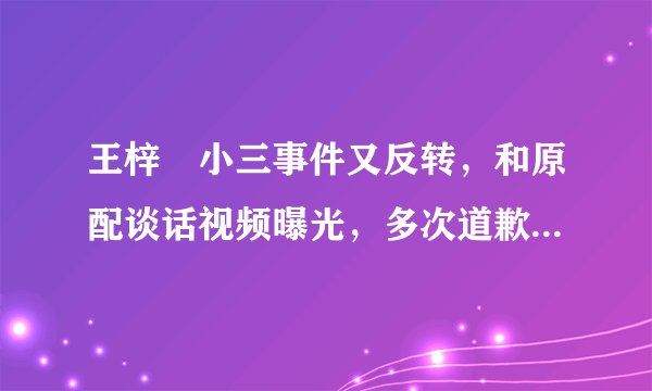 王梓芠小三事件又反转，和原配谈话视频曝光，多次道歉语气卑微