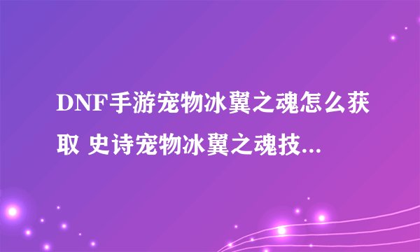 DNF手游宠物冰翼之魂怎么获取 史诗宠物冰翼之魂技能效果获取途径一览