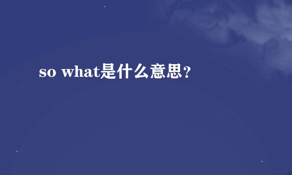 so what是什么意思？