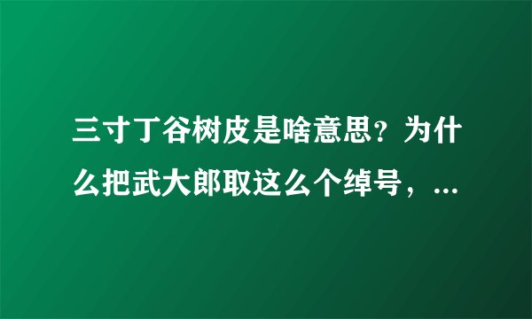 三寸丁谷树皮是啥意思？为什么把武大郎取这么个绰号，有啥典故或出处啊？