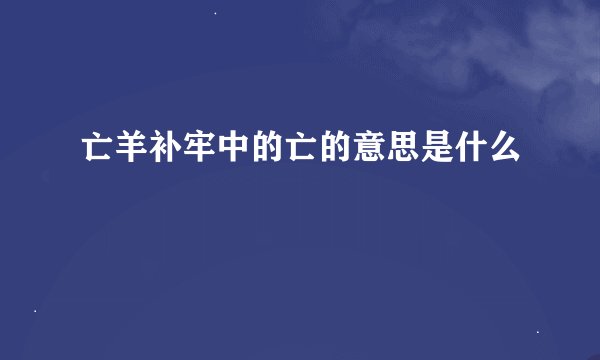 亡羊补牢中的亡的意思是什么