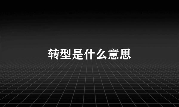 转型是什么意思