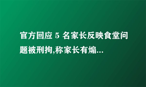 官方回应 5 名家长反映食堂问题被刑拘,称家长有煽动、殴打