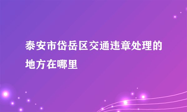 泰安市岱岳区交通违章处理的地方在哪里