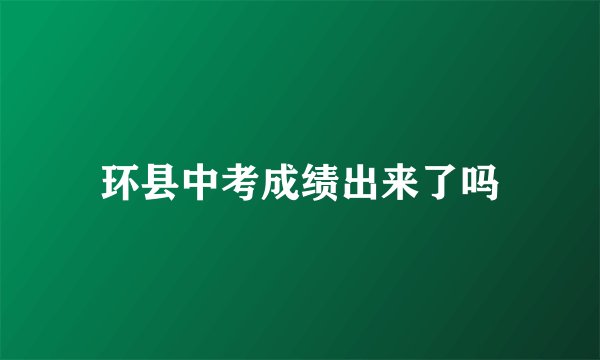 环县中考成绩出来了吗