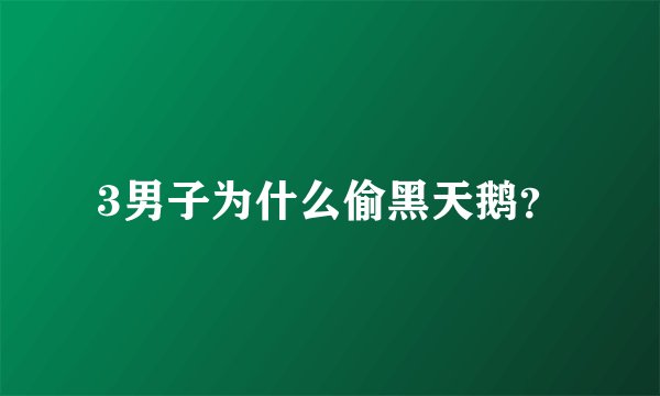 3男子为什么偷黑天鹅？