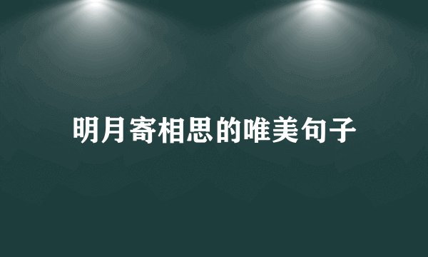 明月寄相思的唯美句子