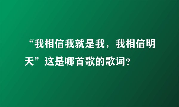 “我相信我就是我，我相信明天”这是哪首歌的歌词？
