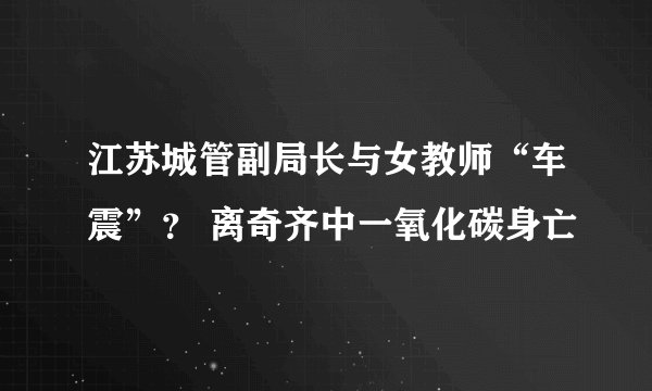 江苏城管副局长与女教师“车震”？ 离奇齐中一氧化碳身亡