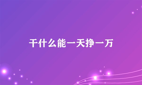 干什么能一天挣一万